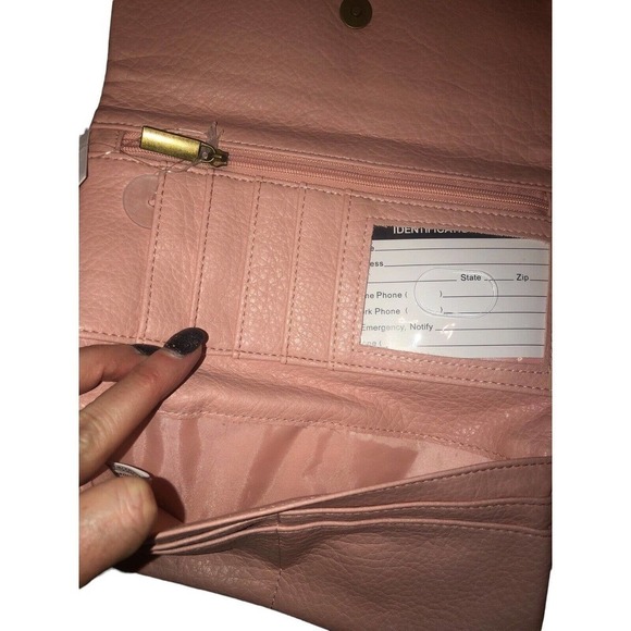 𝅺time and Tru Light Pink w Gold‎ Accent Farrah Flap Front Soft Wallet NWT - Picture 7 of 8